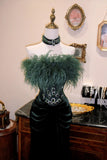 Charming Prom Dress Dark Green Strapless Crystal Pleated Evening Dress Gala Dress HZ0319