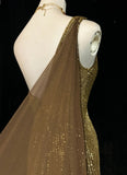 Shiny Prom Dress Gold One Shoulder Gala Dress Evening Dress HZ0319