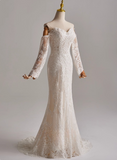 Elegant Wedding Dress Sweetheart Long Sleeve Mermaid Wedding Dress HZ0319