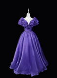 Pretty Prom Dress V-neck Pleated Evening Dress Ball Gown HZ0319