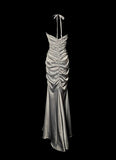 Stunning Prom Dress V-neck Pleated Long Mermaid Prom Dress Birthday Party Dress HZ0319