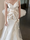Charming Wedding Dress Sweetheart Flower Pleated Mermaid Wedding Dress HZ0319