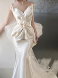Charming Wedding Dress Sweetheart Flower Pleated Mermaid Wedding Dress HZ0319