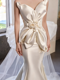 Charming Wedding Dress Sweetheart Flower Pleated Mermaid Wedding Dress HZ0319