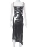 Sexy Women Dress Silver Spaghetti Straps Party Outfits Date Dress HZ0319