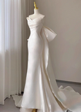 Beauty Wedding Dress Strapless Bowknot Pleated Mermaid Wedding Dress HZ0319
