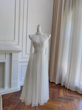 Elegant Prom Dress White High Collar Pleated Long Birthday Party Outfits Cocktail Dress HZ0319
