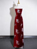 Charming Prom Dress A Line Wine Red Strapless Birthday Party Outfits Evening Gown HZ0319