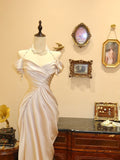 Elegant Prom Dress Off Shoulder Pleated Mermaid Evening Dress Birthday Party Dress HZ0319