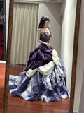Gorgeous Prom Dress Dark Purple Strapless Ruffle Ball Gown Quinceanera Dress Evening Dress HZ0319