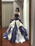 Gorgeous Prom Dress Dark Purple Strapless Ruffle Ball Gown Quinceanera Dress Evening Dress HZ0319