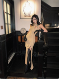 Sexy Prom Dress High Collar Slit Pleated Long Evening Dress Birthday Party Dress HZ0319