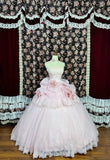 Sweet Prom Dress Strapless Pleated Ball Gown Evening Dress Quinceanera Dress HZ0319