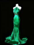 Elegant Prom Dress Halter Pleated Mermaid Evening Gown Gala Dress HZ0319