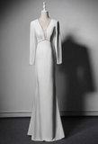 New Arrival Prom Dress White V-neck Backless Evening Dress Gala Dress HZ0319