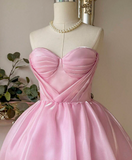 Stunning Homecoming Dress Pink Sweetheart Pleated Short Prom Dress 18th Outfits Birthday Party Dress HZ0319