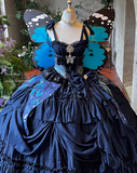 New Arrival Prom Dress Dark Blue Spaghetti Straps Pleated Ball Gown Evening Dress Quinceanera Dress HZ0319