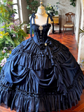 New Arrival Prom Dress Dark Blue Spaghetti Straps Pleated Ball Gown Evening Dress Quinceanera Dress HZ0319