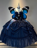New Arrival Prom Dress Dark Blue Spaghetti Straps Pleated Ball Gown Evening Dress Quinceanera Dress HZ0319