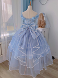 Luxury Prom Dress V-neck Pleated Tiered Ball Gown Quinceanera Outfits Evening Dress HZ0319