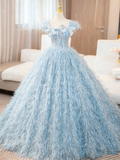 Pretty Prom Dress Square Neck Ball Gown Evening Dress Quinceanera Dress HZ0319