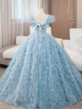 Pretty Prom Dress Square Neck Ball Gown Evening Dress Quinceanera Dress HZ0319