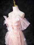 Pretty Prom Dress Off Shoulder Pleated Tulle Evening Dress Gala Dress Birthday Outfits HZ0319