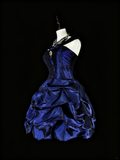 New Arrival Homecoming Dress Dark Blue Crew Neck Pleated Short Prom Dress Back to School Outfits Cocktail Dress HZ0319