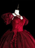 Popular Prom Dress Wine Red Sweetheart Pleated Tulle Ball Gown Evening Dress Birthday Dress HZ0319