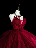 Charming Prom Dress Wine Red Spaghetti Straps Pleated Tulle Ball Gown Evening Dress Birthday Dress HZ0319