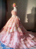 Pretty Prom Dress Sweetheart Tiered Ball Gown Evening Dress Quinceanera Dress HZ0319
