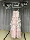 New Design Prom Dress Spaghetti Straps Pleated Tulle Ball Gown Evening Dress Birthday Party Dress HZ0319