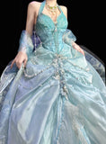 Gorgeous Prom Dress Halter Pleated Evening Dress Birthday Party Outfits Ball Gown HZ0319