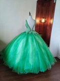 New Design Prom Dress V-neck Backless Pleated Tulle Ball Gown Birthday Party Outfits Evening Dress Sweet 16 Dress HZ0319