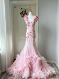 Pretty Prom Dress V-neck Tulle Mermaid Gala Dress Evening Dress Birthday Party Outfits HZ0319