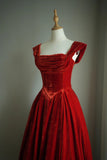 Elegant Prom Dress Velvet Square Neck Pleated Gala Gown Formal Dress Evening Dress HZ0319