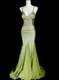Elegant Prom Dress Spaghetti Straps Pleated Mermaid Gala Dress Formal Dress Evening Dress HZ0319
