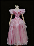 Retro Prom Dress Crew Neck Ruffle Pleated Ball Gown Quinceanera Dress Evening Dress HZ0319