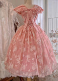 Cute Prom Dress V-neck Print Pleated Evening Dress Gala Dress Birthday Party Dress HZ0319