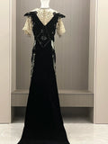 Vintage Prom Dress Crew Neck Formal Dress Evening Dress Gala Dress HZ0319