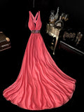Chic Prom Dress V-neck Pleated Formal Dress Gala Dress Evening Dress HZ0319
