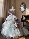 Stunning Prom Dress Strapless Tulle Pleated Quinceanera Dress Ball Gown Evening Dress HZ0319