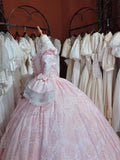 Stunning Prom Dress Light Pink Crew Neck Pleated Evening Dress Quinceanera Dress Ball Gown HZ0319