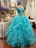 Charming Prom Dress Sweetheart Ruffle Evening Dress Quinceanera Dress Ball Gown HZ0319