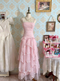 Beauty Prom Dress Spaghetti Straps Pleated Tulle Birthday Party Dress Evening Dress HZ0319