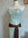 Shiny Prom Dress Strapless Sequins Gala Dress Evening Dress Cocktail Dress HZ0319