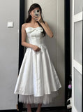Charming Prom Dress White Strapless Pleated Gala Dress Evening Dress Cocktail Dress HZ0319