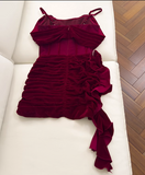 Vintage Burgundy Spaghetti Strap Sheath Party Dresses Homecoming Dresses, HZ0319