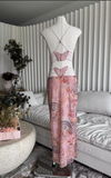 Sweet Spaghetti Strap V-neck Backless Design Floral Print A-line Women Party Dress, HZ0319
