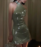 Retro Green Sequin Design Sheath Short Sleeveless Party Dress Homecoming Dresses HZ0319
